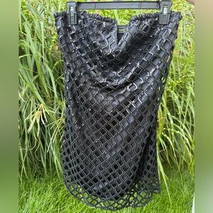 Ramy Brook Valerie Black Sequin Crisscross Overlay Dress